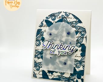 Thinking of You Orange Butterfly Handmade Greeting Card, Butterfly ...