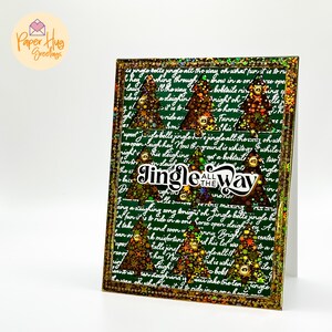 Holographic Gold Christmas Tree Card - Jingle All The Way Handmade Xmas Greeting