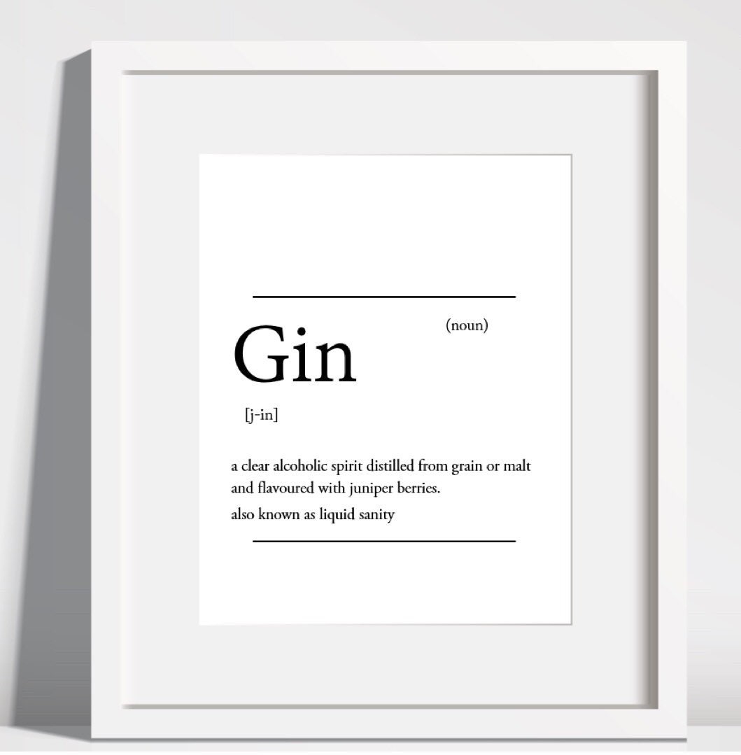 Gin Definition Print Bar Cart Decor Etsy Australia