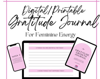 Diario digital/imprimible de crecimiento de gratitud energética femenina