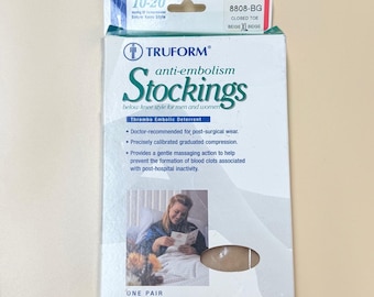 Truform 8808-BG Compression Stockings 10-20 mmHg Beige XL Knee High Closed Toe