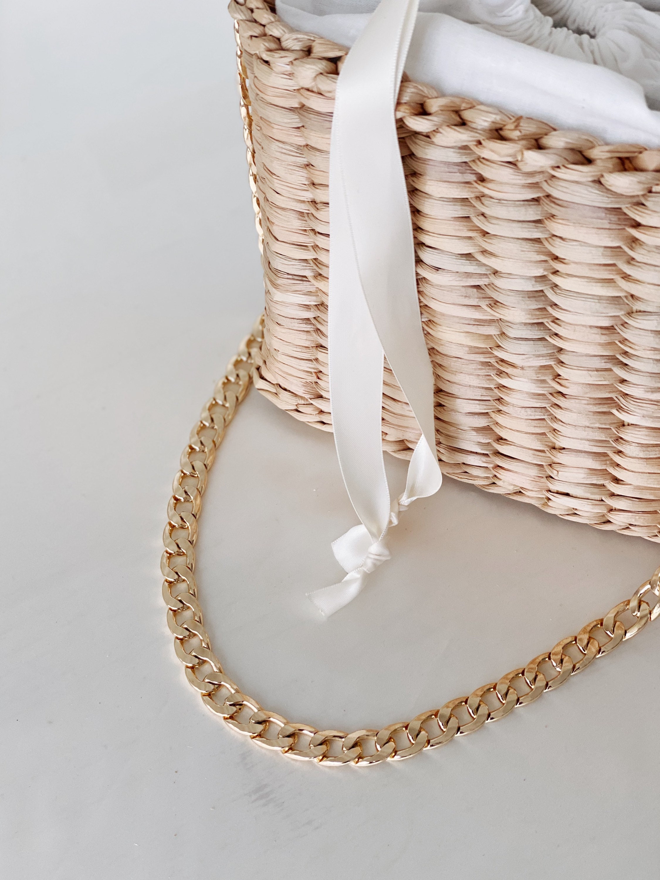 Straw Shoulder Tote Bag Crossbody Chain Straw Basket Bag Etsy