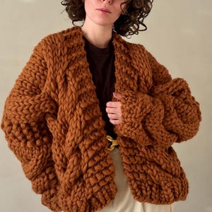 Cable Knit Cardigan, Chunky Knit Jacket, Merino Wool Chunky