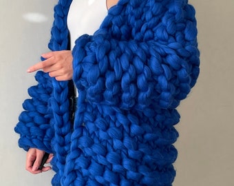 Oversized Knit Cardigan, Chunky rib-knit Cardigan