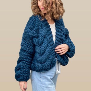 Cozy Cable Knit Cardigan, Chunky Wool Cardigan