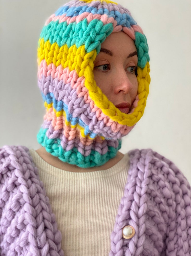 Womens Knit Balaclava Chunky Knit Balaclava Hat Etsy