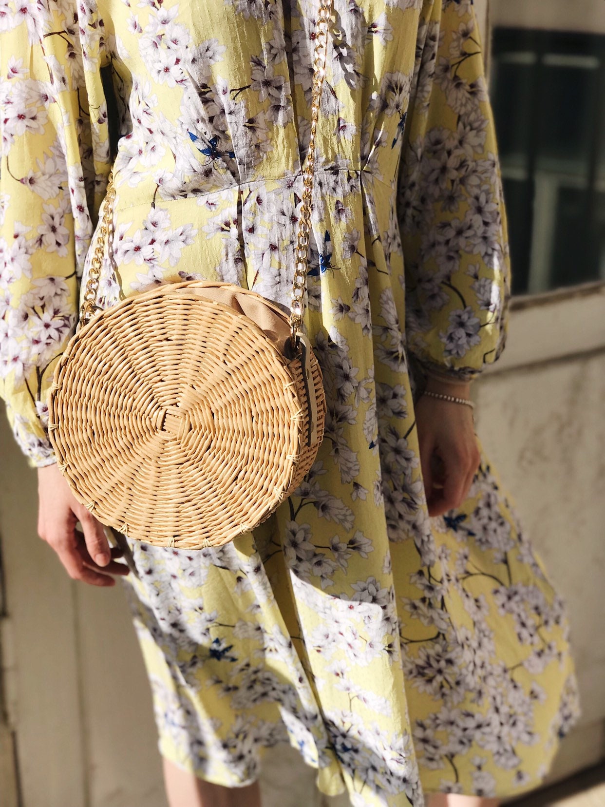 Round Straw Crossbody Bag Circle Wicker Bag Straw bag Straw | Etsy