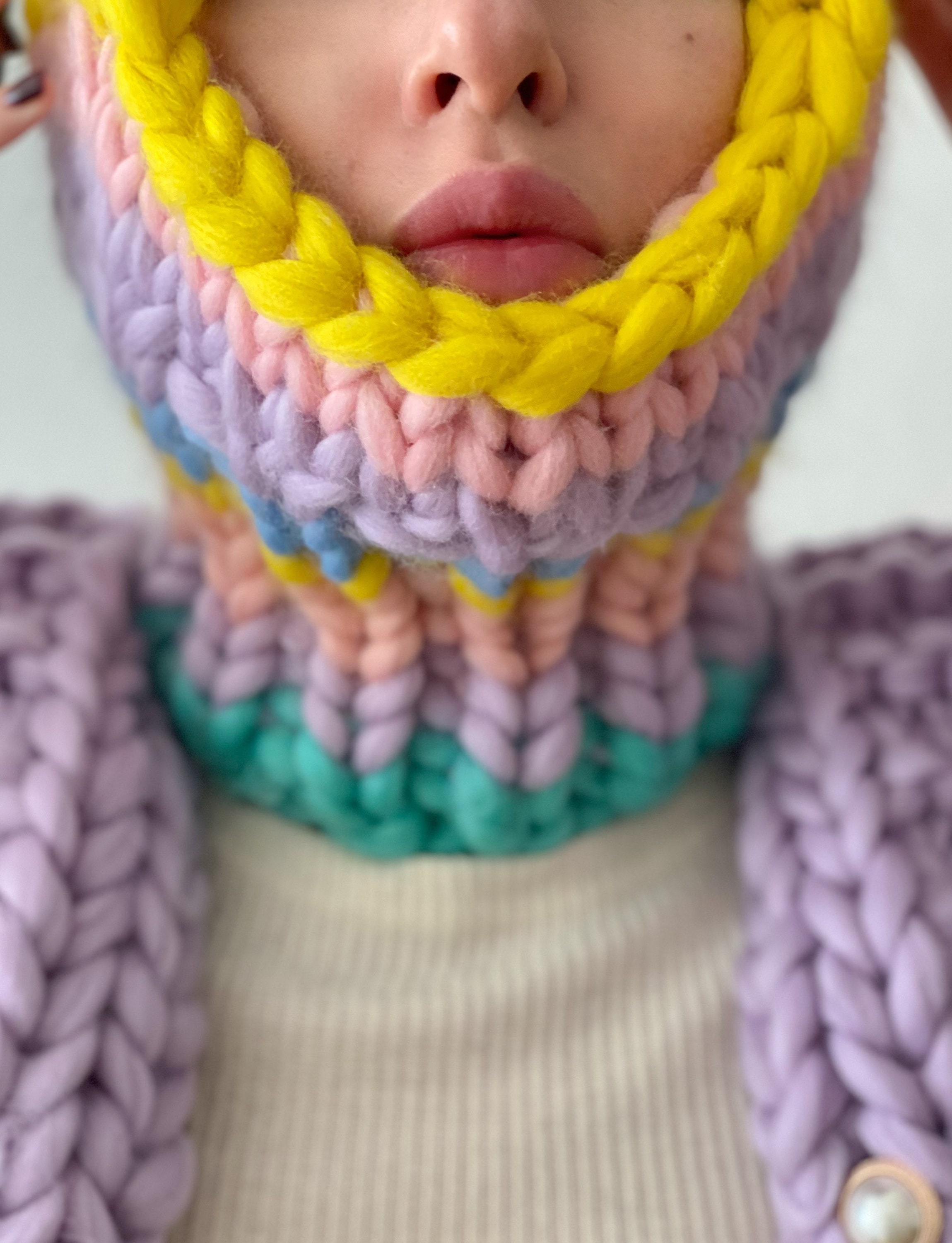 Damen Strick Balaclava Chunky Knit Balaclava Mütze Etsy