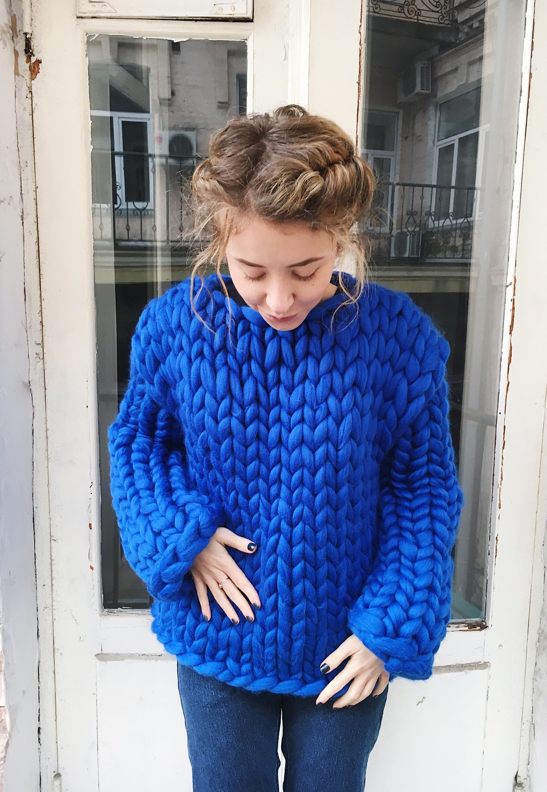 Chunky Knit Sweater, Chunky Knit Sweater, Womens Chunky Knit Sweater, Big Knit  Pullover, Hand Knitted Sweater, Christmas Gift for Her 