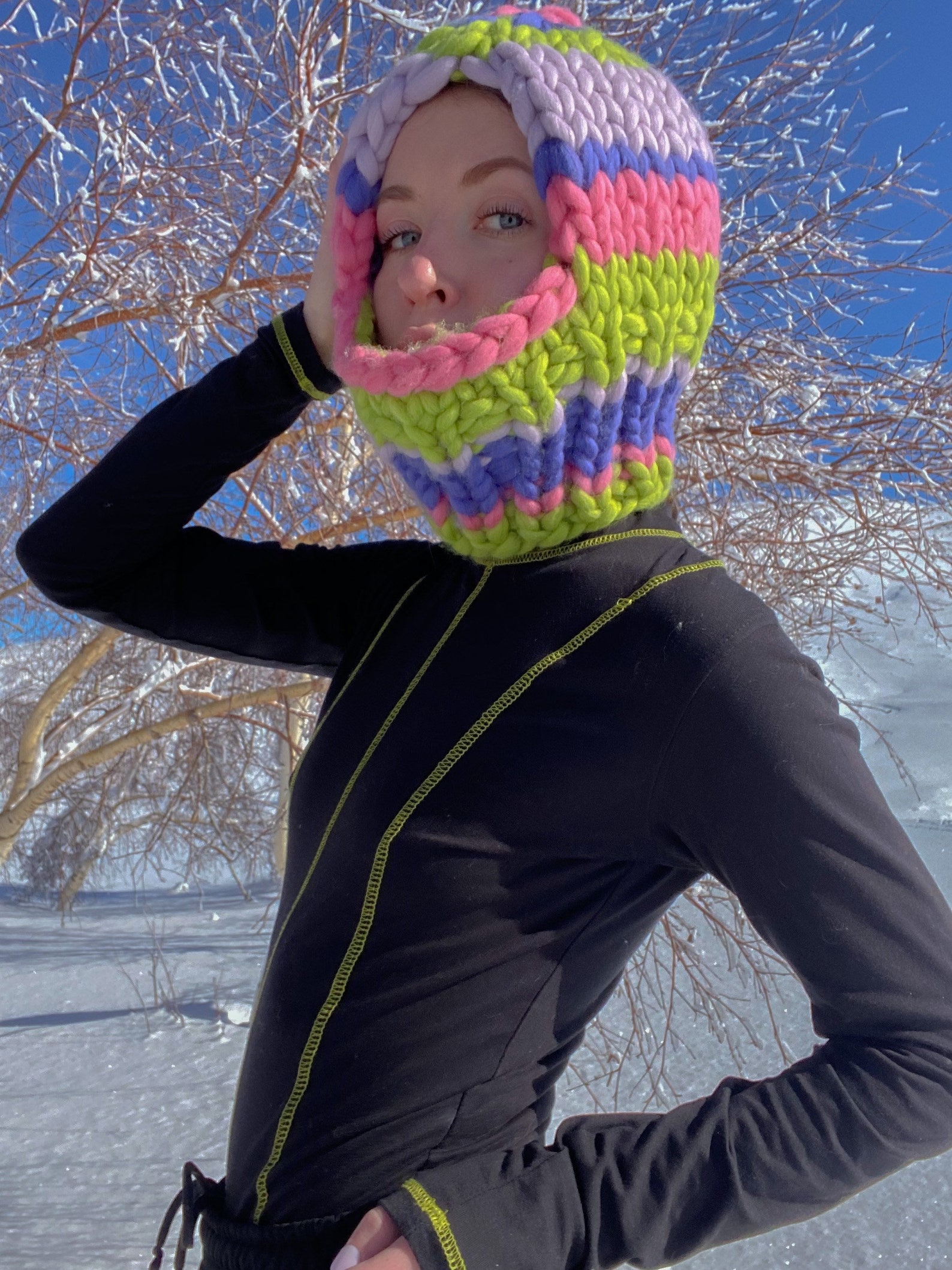 Womens Knit Balaclava Chunky Knit Balaclava Hat Etsy
