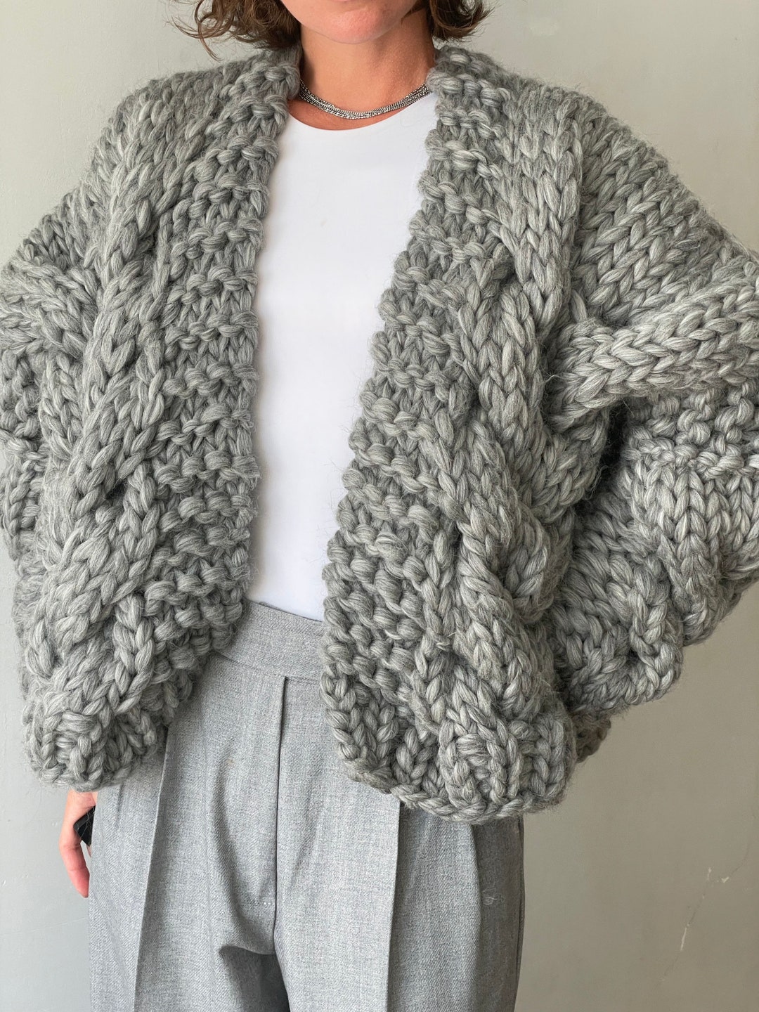 Chunky Hand Knitted Oversized Cardigan - Etsy