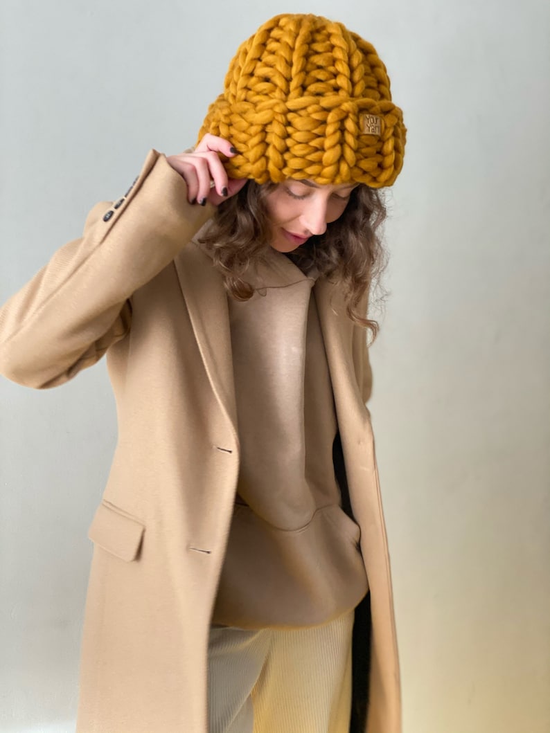 Chunky Knit Beanie Womens Wool Hat Super Chunky Knit Hat Etsy