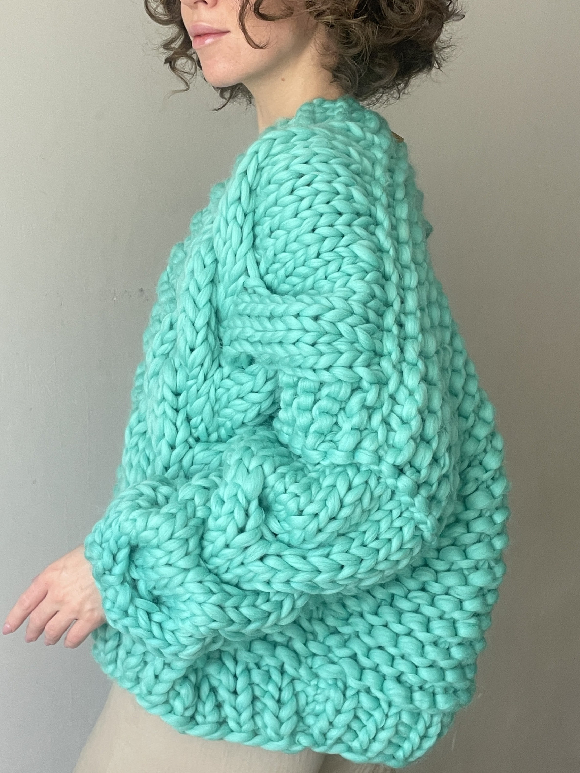 Cable Knit Oversized Chunky Cardigan Sweater Blue | atelier-yuwa.ciao.jp