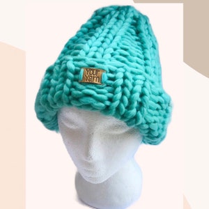 Super Chunky Hat, Womens Chunky Knitted Beanie Mint