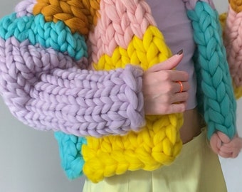 Cárdigan corto de punto, Cárdigan de punto grueso, Chaqueta de