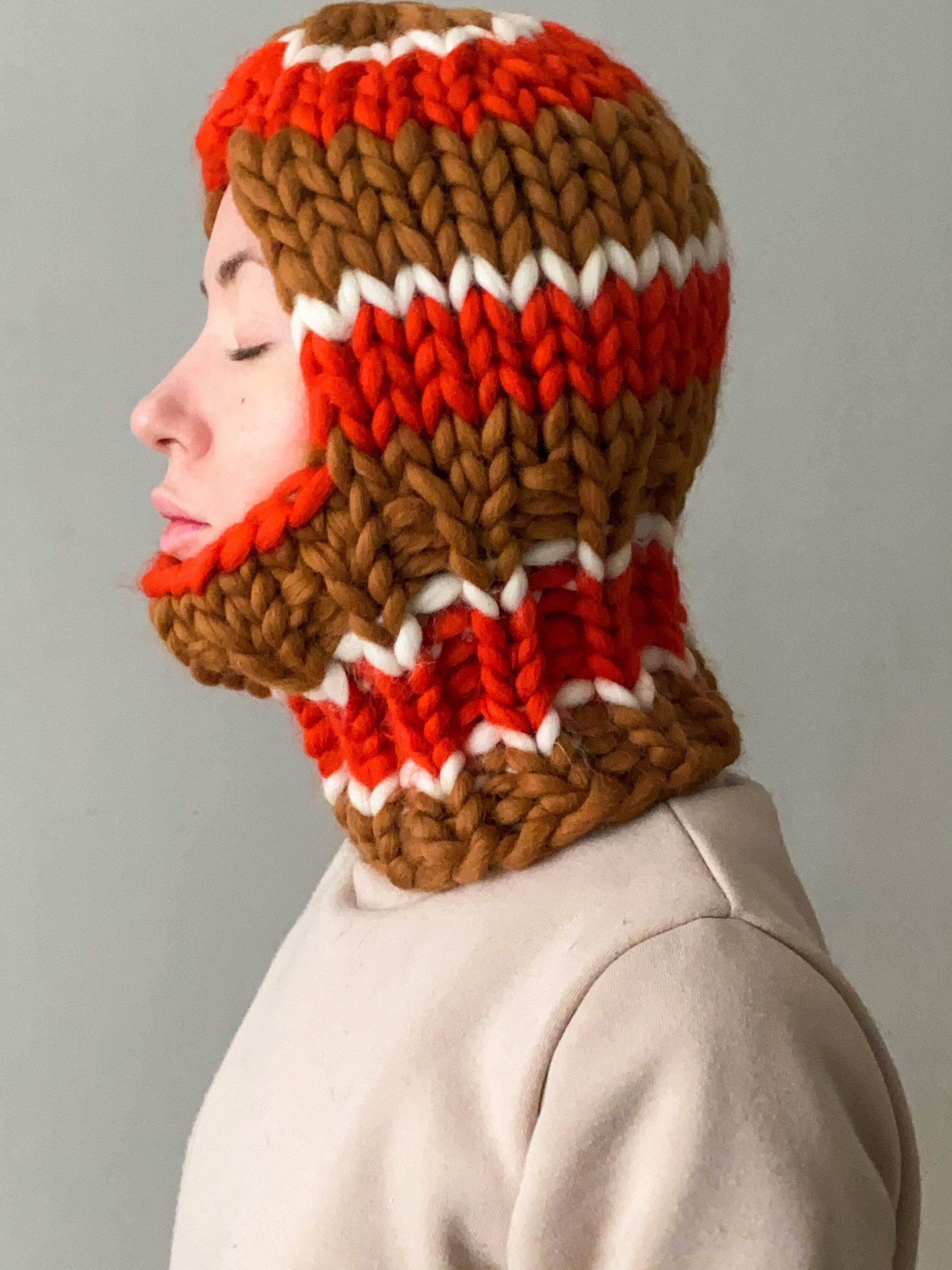 Damen Strick Balaclava Chunky Knit Balaclava Mütze Etsy