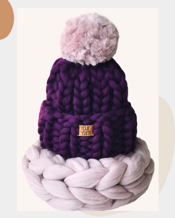 Wool knit hat, Chunky Pom Pom Hat, Knit Pom Beanie, Helsinki Hat