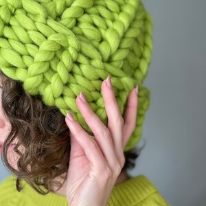 Chunky Hand Knit Hat, Winter Wool Beanie image 8