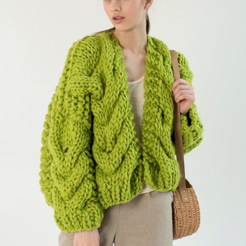 Womens Knit Cardigan Super Chunky Cardigan Wool Knit - Etsy