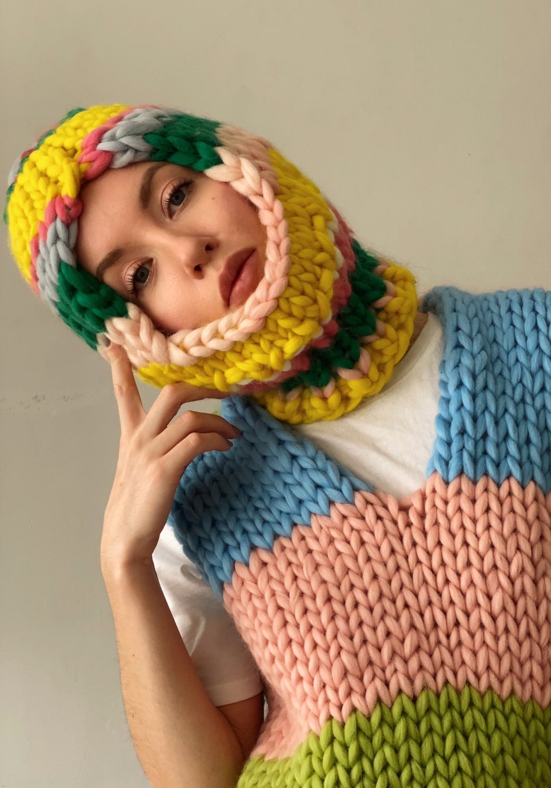 Womens Knit Balaclava Chunky Knit Balaclava Hat Etsy