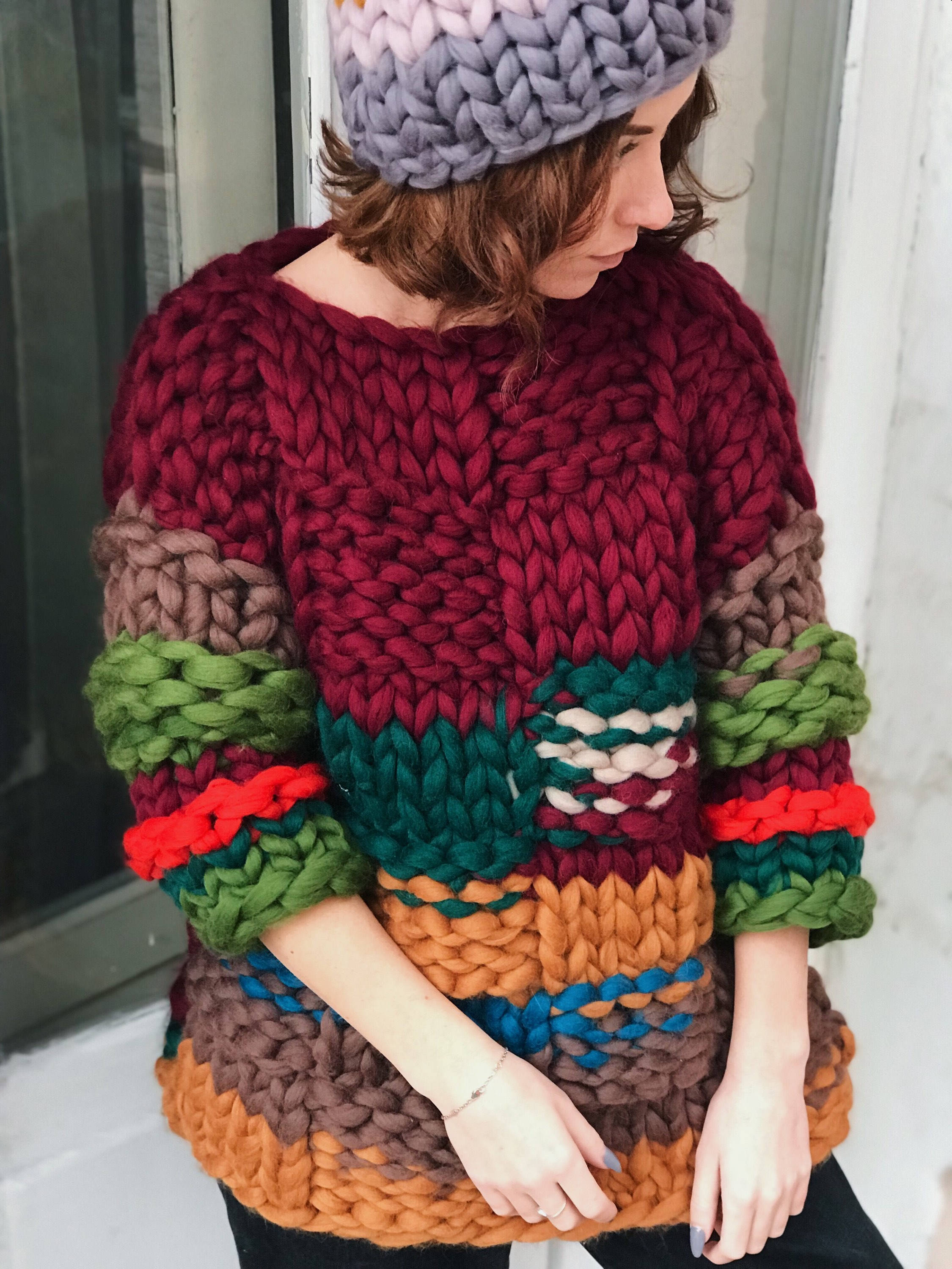 Super Chunky Sweater Ugly Xmas Sweater Hand Knitted Sweater