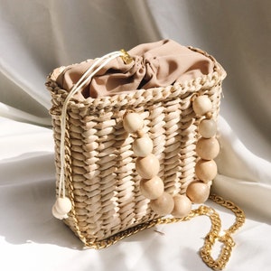 Square Straw Bag, Top handle bag and Crossbody bag, Boho bag, Wicker Bag, Straw bag, Straw handbag, Straw basket, Beach bag, Straw tote,