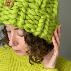 Chunky Hand Knit Hat, Winter Wool Beanie image 9