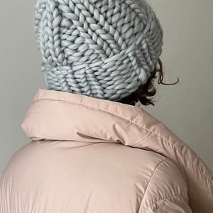 Womens Chunky Knit Beanie Wool Hat image 4