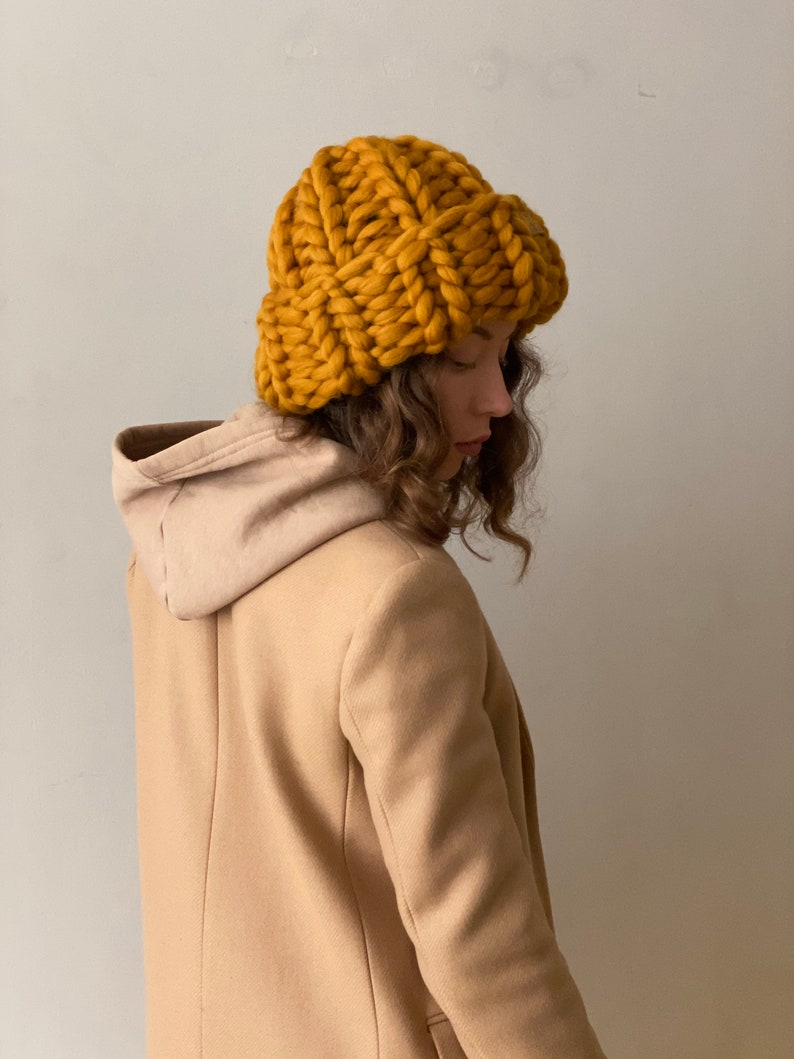 Chunky Knit Beanie Womens Wool Hat Super Chunky Knit Hat Etsy