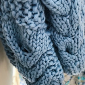 Cable Knit Oversized Chunky Cardigan Sweater Blue image 4