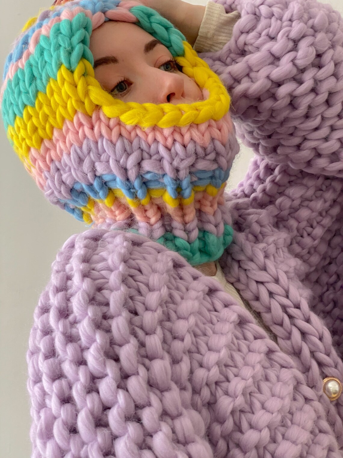 Womens Knit Balaclava Chunky Knit Balaclava Hat Etsy