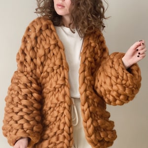 Super Chunky Knit Cardigan, Oversized with Long Sleeves Knit Cardigan