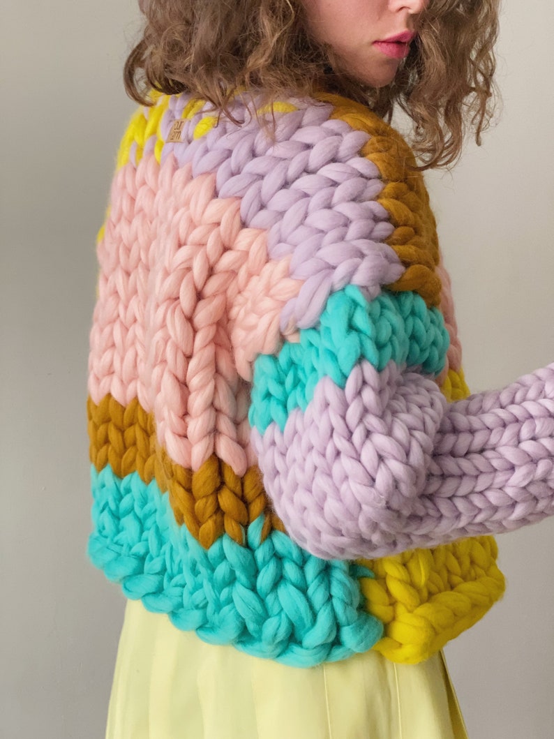 Knit Cropped Cardigan Chunky Knit Cardigan Oversized Wool - Etsy