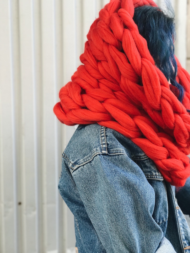 Knit Loop Scarf Circle Scarf Chunky Knit Scarf Etsy