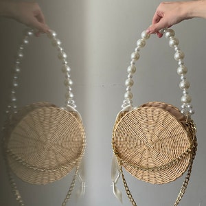 Round Wicker Bag, Crossbody Beach Bag, Round Straw Handbags