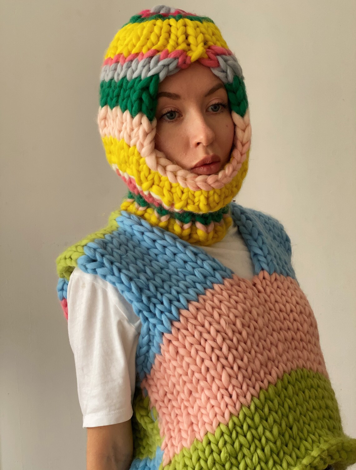 Womens Knit Balaclava Chunky Knit Balaclava Hat Etsy