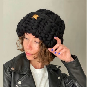Wool Knit Beanie, Womens Winter Hat image 1