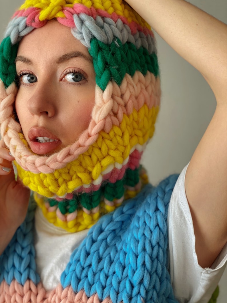 Womens Knit Balaclava Chunky Knit Balaclava Hat Etsy