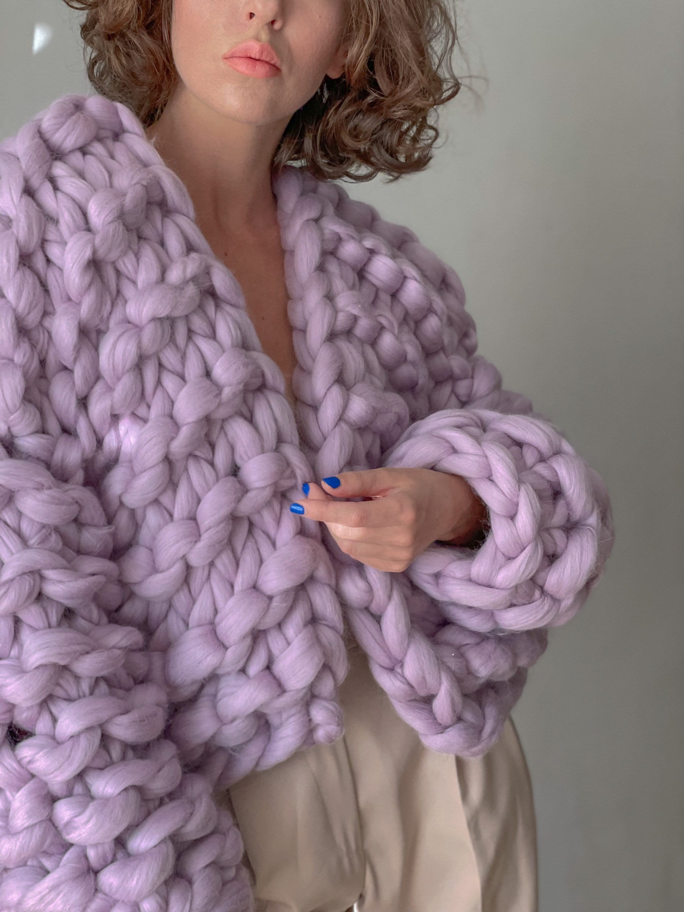 Cable Knit Oversized Chunky Cardigan Sweater Blue | atelier-yuwa.ciao.jp