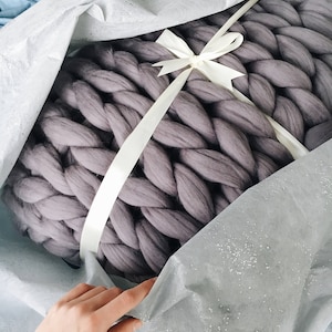 Chunky Knit Blanket, Chunky Knit Throw, Hand Knit Blanket, Super Chunky Knit Blanke