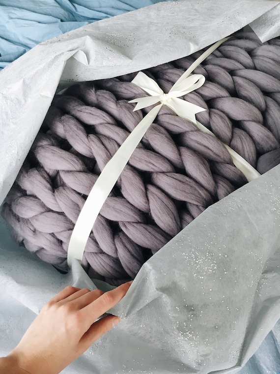 Chunky Knit Blanket, Chunky Knit Throw, Hand Knit Blanket, Super Chunky Knit Blanke