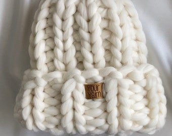 Dammössa i ull, Super Chunky Beanie, Chunky Knit Beanie, Vintermössa