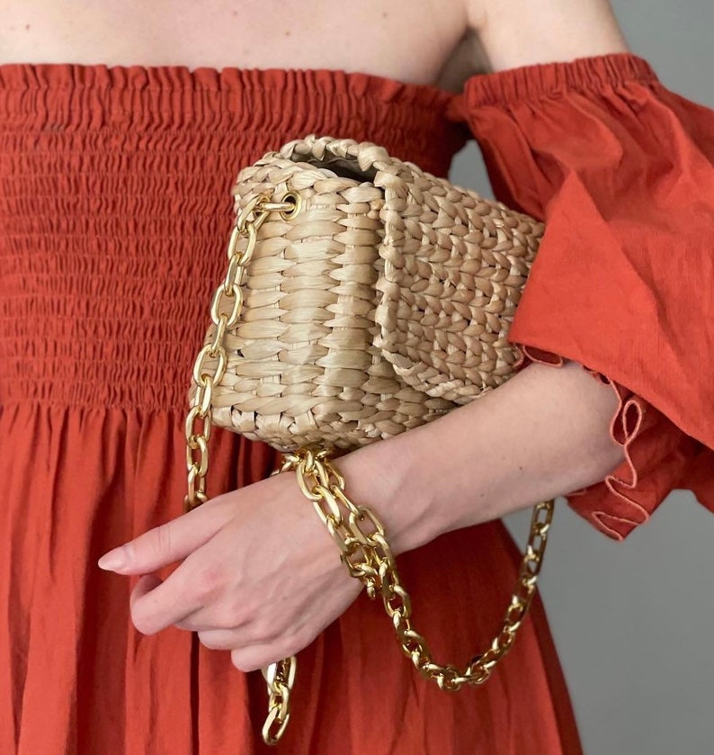 Woven Bag Straw Clutch, Summer Handbag image 1