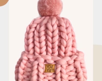Chunky Knit Hat Pom Pom, Women's wool knit hat, Super chunky hat, Chunky Pom Pom Hat