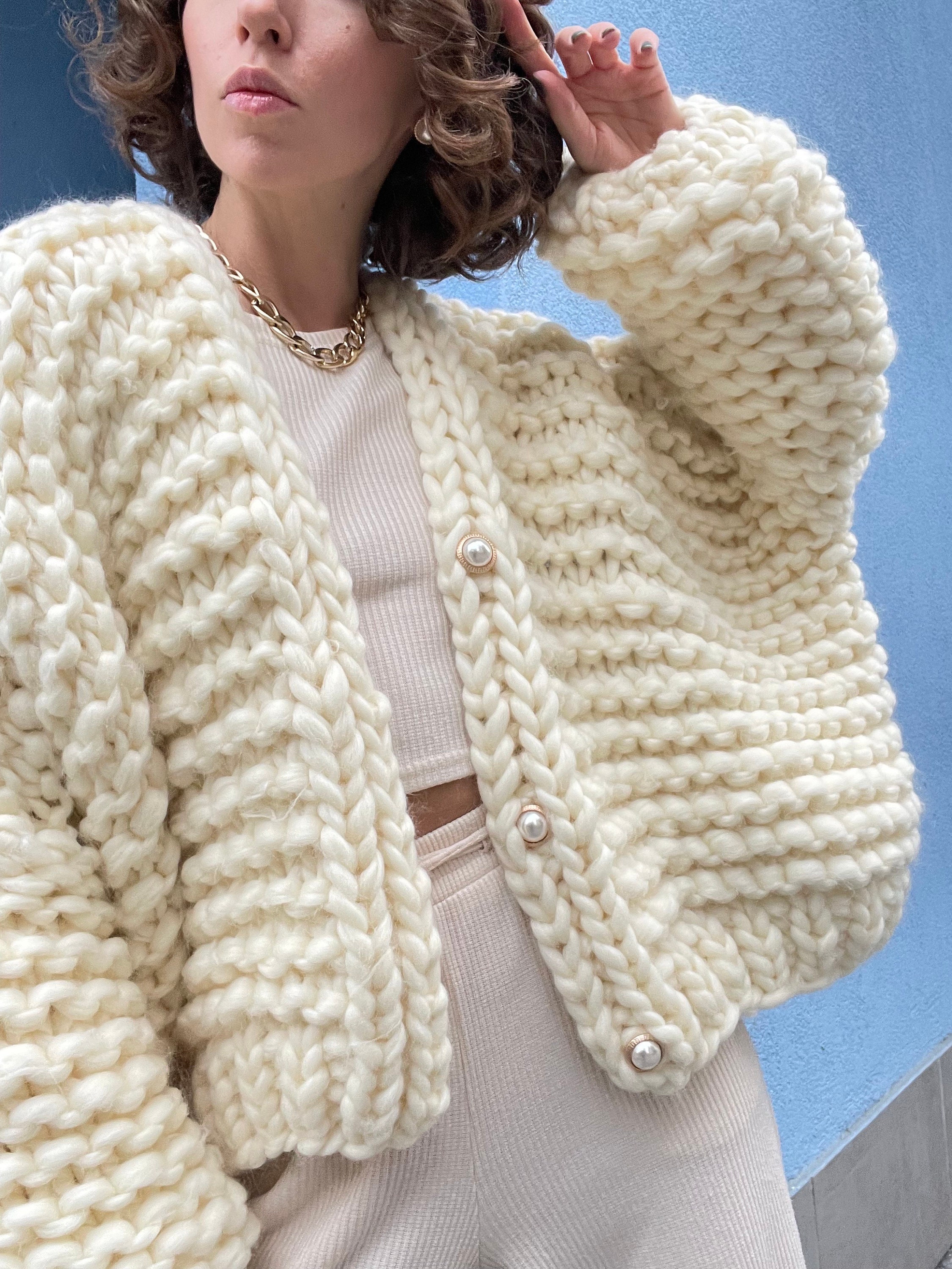 Knitting Digital Pattern Oversized Chunky Knit Cardigan Baloon