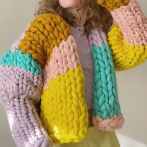 Knit Cropped Cardigan, Chunky Knit Cardigan, Oversized Wool Knit Cropped Cardigan, Chunky Knit Cardigan, Oversized Wool