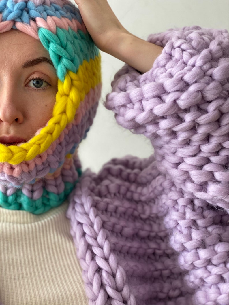 Womens Knit Balaclava Chunky Knit Balaclava Hat Etsy