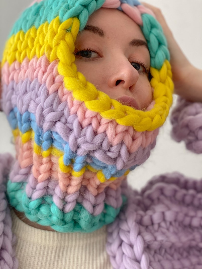 Womens Knit Balaclava Chunky Knit Balaclava Hat Etsy