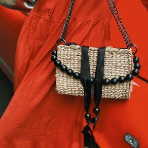 Summer Small Straw Bag Crossbody Purse with Zipper image 6