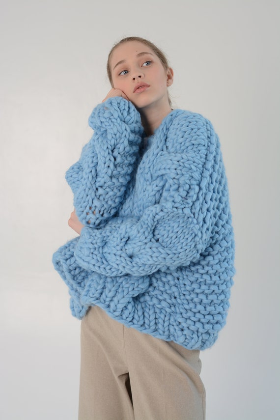 Cable Knit Oversized Chunky Cardigan Sweater Blue - Etsy Cable Knit Oversized Chunky Cardigan Sweater Blue - Etsy